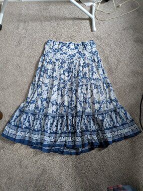 Blue and White Floral Skirt